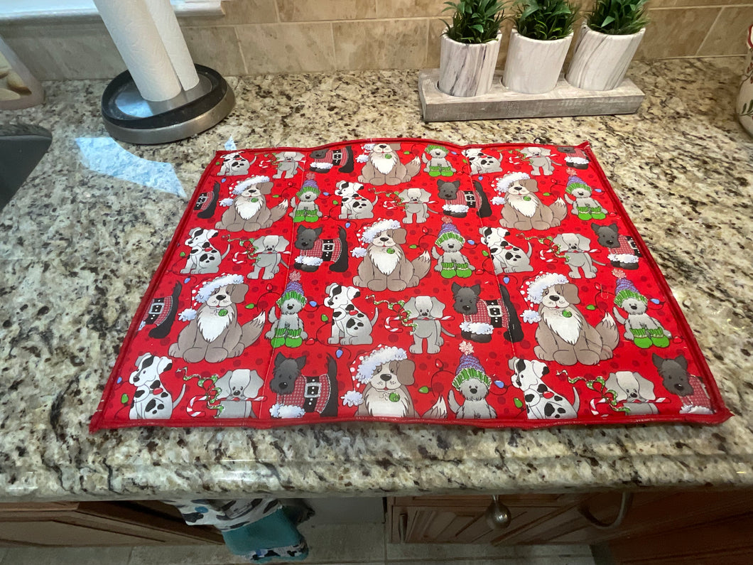 Red Sparkly Dogs Dish Drying Mats