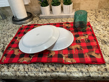 Load image into Gallery viewer, Red Buffalo Check with Reindeer Dish Drying Mats
