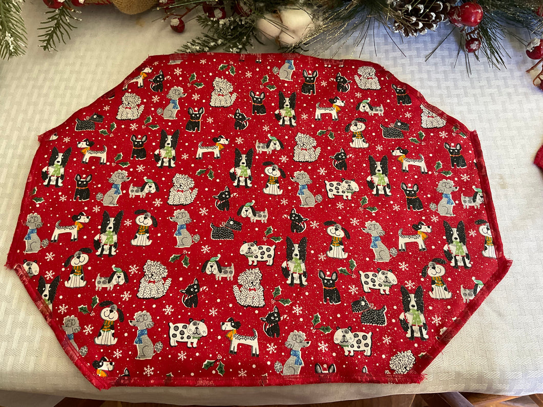 Red Sparkly Christmas Doggie Placemat Sets