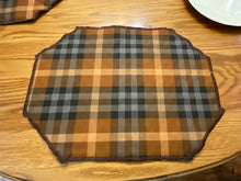 Load image into Gallery viewer, Fall themed Brown Plaid Placemat Sets
