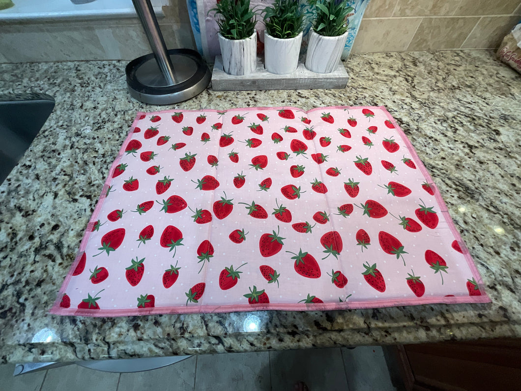 Sweet Red Strawberry Dish Drying Mat