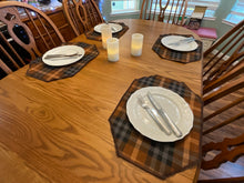 Load image into Gallery viewer, Fall themed Brown Plaid Placemat Sets
