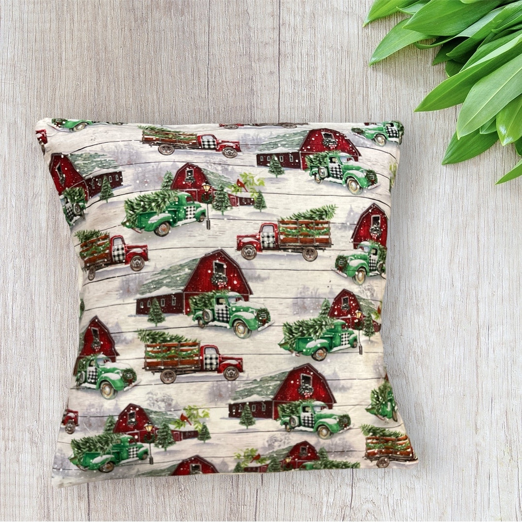 Red and Green truck Pillow Cover)