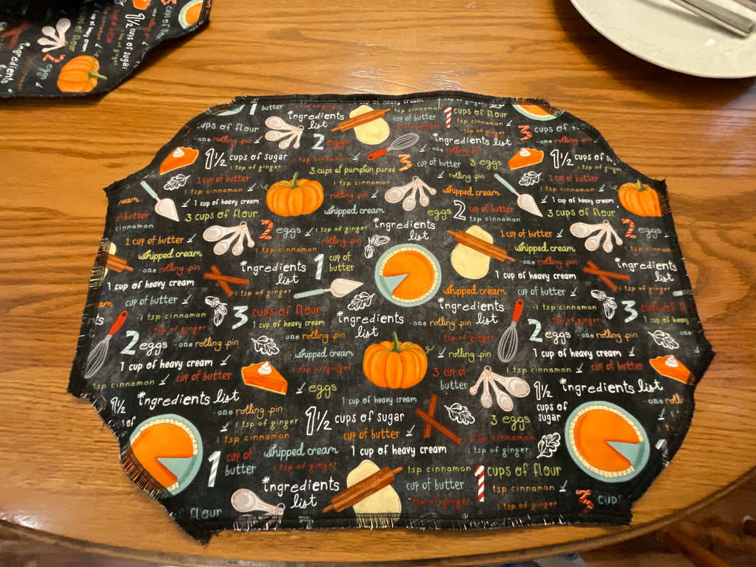 Pumpkin Recipe Placemat Sets