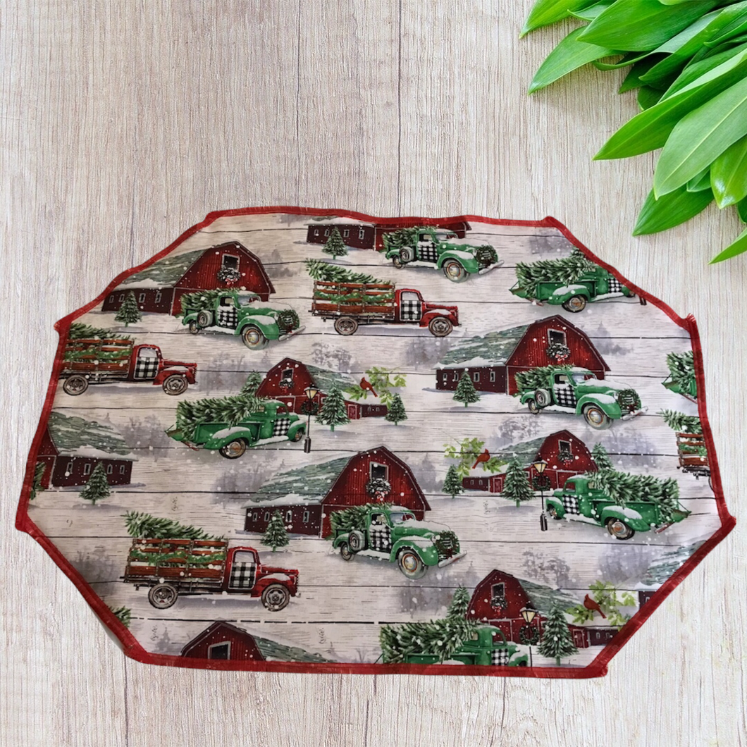Red and Green Truck Handmade Placemat Sets