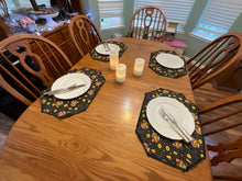 Load image into Gallery viewer, Turkeys on Black Plaid Placemat Sets
