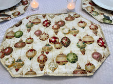 Load image into Gallery viewer, Antique Ornaments on Beige Placemat Set

