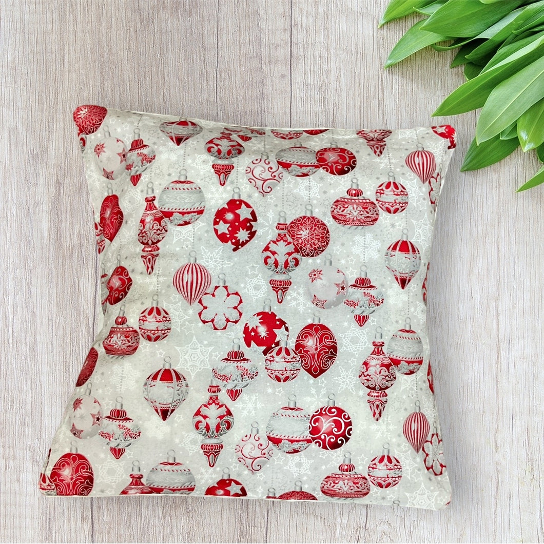 Red and Silver Ornament Pillow Cover