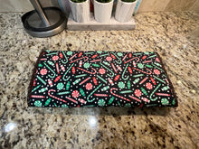 Load image into Gallery viewer, Candy Cane on Black Dish Drying Mats
