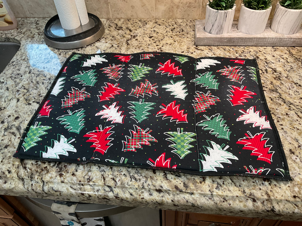 Christmas Trees on Black Dish Drying Mats