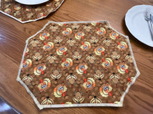 Load image into Gallery viewer, Turkeys on Brown Placemat Sets
