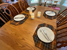 Load image into Gallery viewer, Fall themed Brown Plaid Placemat Sets
