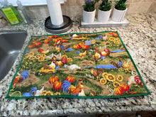 Load image into Gallery viewer, Roosters and Pumpkins Dish Drying Mats
