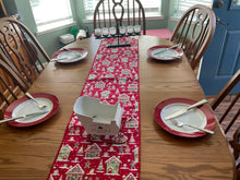 Load image into Gallery viewer, Red Ginger Bread House Table Runner
