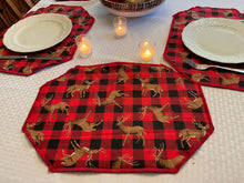 Load image into Gallery viewer, Red Buffalo Check Reindeer Placemat Sers
