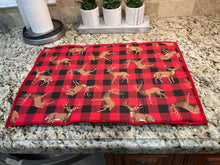 Load image into Gallery viewer, Red Buffalo Check with Reindeer Dish Drying Mats
