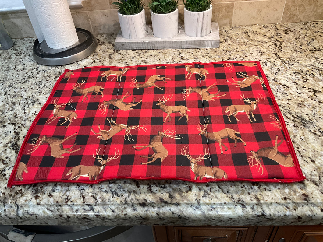 Red Buffalo Check with Reindeer Dish Drying Mats