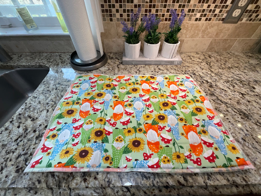 Sunflower Gnomes Dish Drying Mats