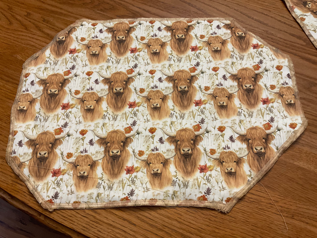 Highland Cows on Beige Placemat Sets