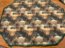Load image into Gallery viewer, Highland Cows on Green Placemat Sets
