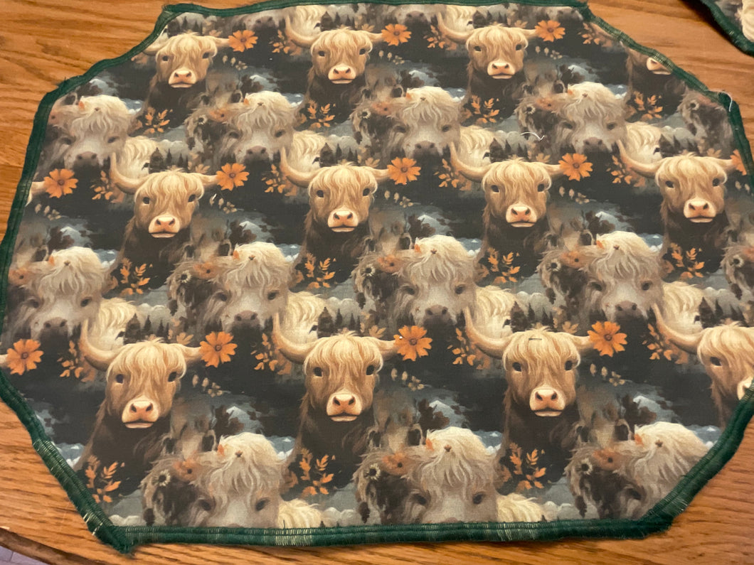 Highland Cows on Green Placemat Sets