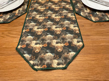 Load image into Gallery viewer, Highland Cows on Green Table Runner
