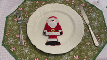 Load and play video in Gallery viewer, Green Snowflakes and Candy Cane Placemat Sets
