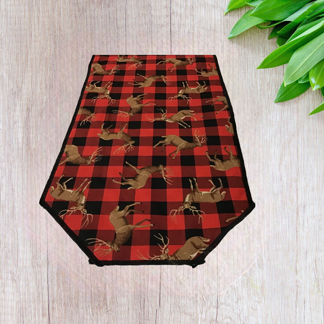 Red and Black Checked Deer Table Runner