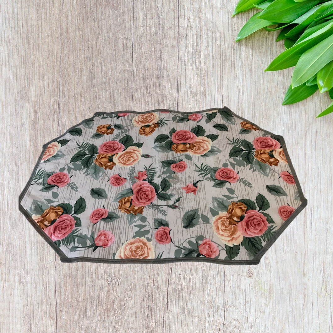 Pink Roses with Gray Placemat Sets