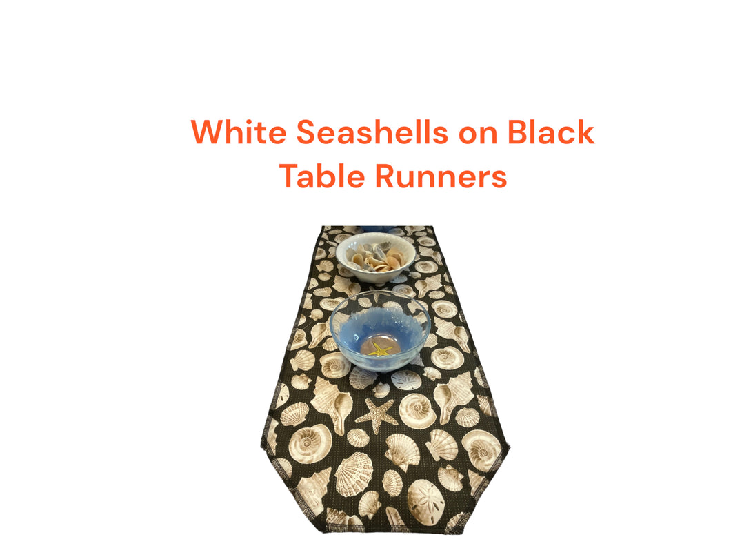 Seashells on Black Table Runners