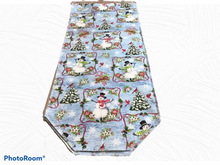 Load image into Gallery viewer, Red Framed Snowmen Table Runner
