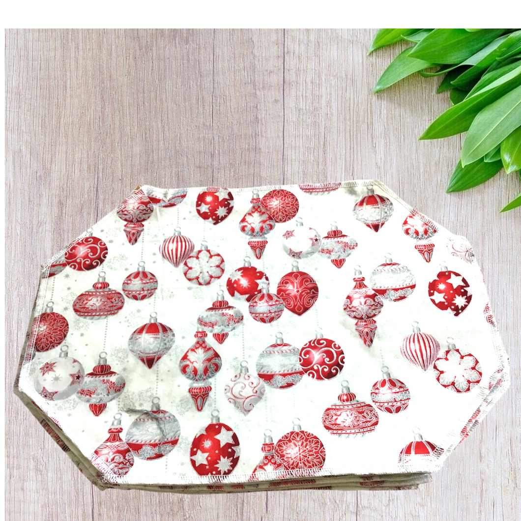 Red and Silver Ornament Placemat Set