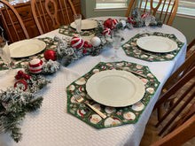 Load image into Gallery viewer, Santa and Frosty with Green Background Placemat Set

