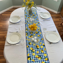 Load image into Gallery viewer, Blue Checker and Lemons Table Runners
