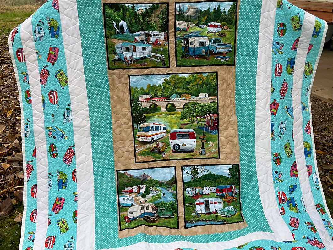 Camping Adventure Handmade Quilt