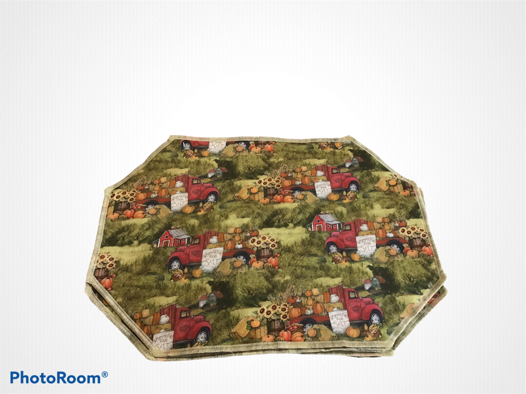 Red Trucks and Pumpkins Placemat Sets
