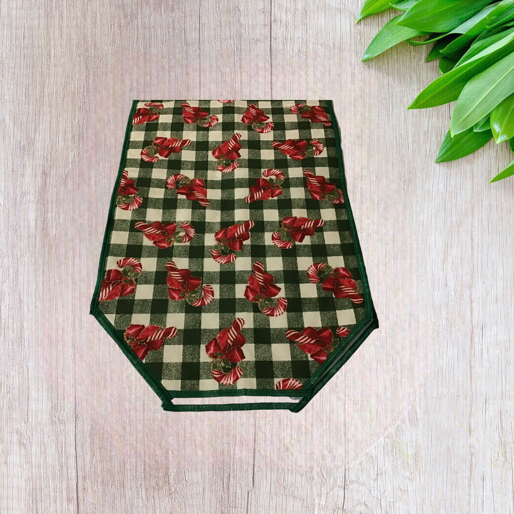 Red Checkered Candy Canes Table Runner