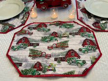 Load image into Gallery viewer, Red and Green Truck Handmade Placemat Sets
