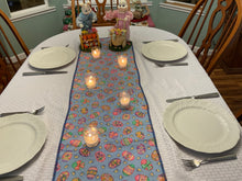 Load image into Gallery viewer, Easter Eggs with Blue Background Table Runner
