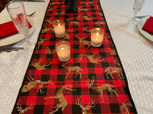 Load image into Gallery viewer, Red and Black Checked Deer Table Runner
