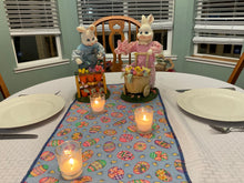 Load image into Gallery viewer, Easter Eggs with Blue Background Table Runner
