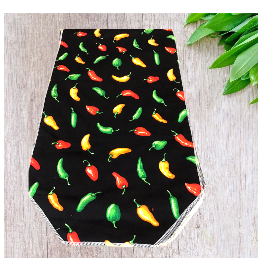 Chili Peppers in Black Table Runners