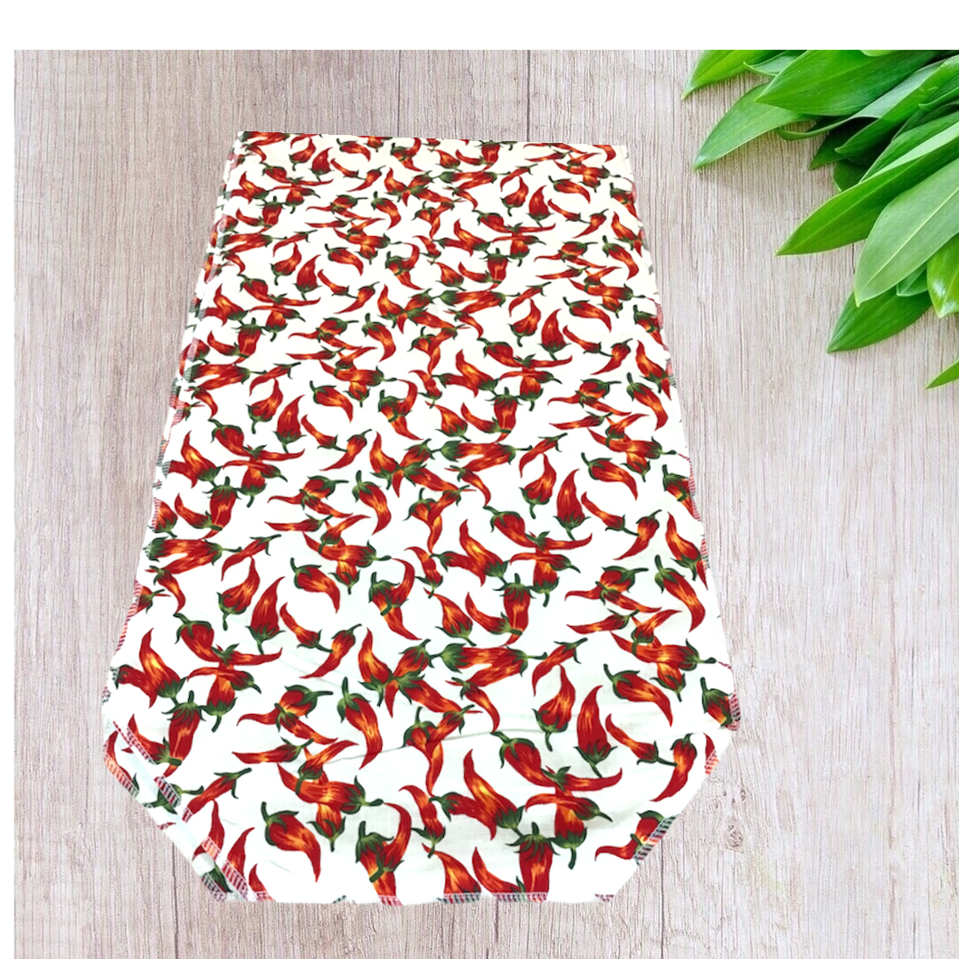 Chili Peppers in White Table Runners