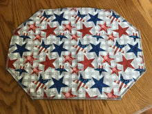 Load image into Gallery viewer, Patriotic Red White and Blue Stars and Stripes Placemat Sets
