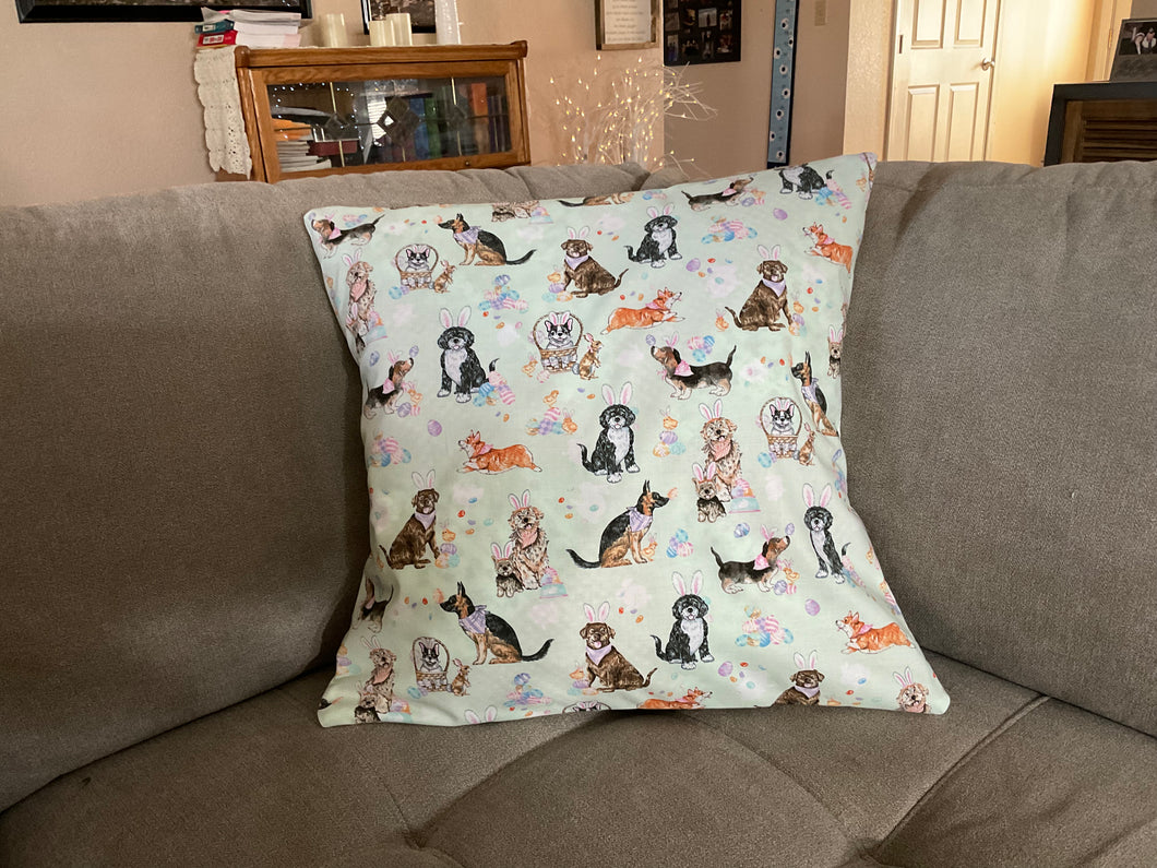 Easter Puppy Love Pillow Cover