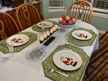 Load image into Gallery viewer, Green Snowflakes and Candy Cane Placemat Sets

