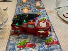 Load image into Gallery viewer, Red Truck in Blue Background Table Runner
