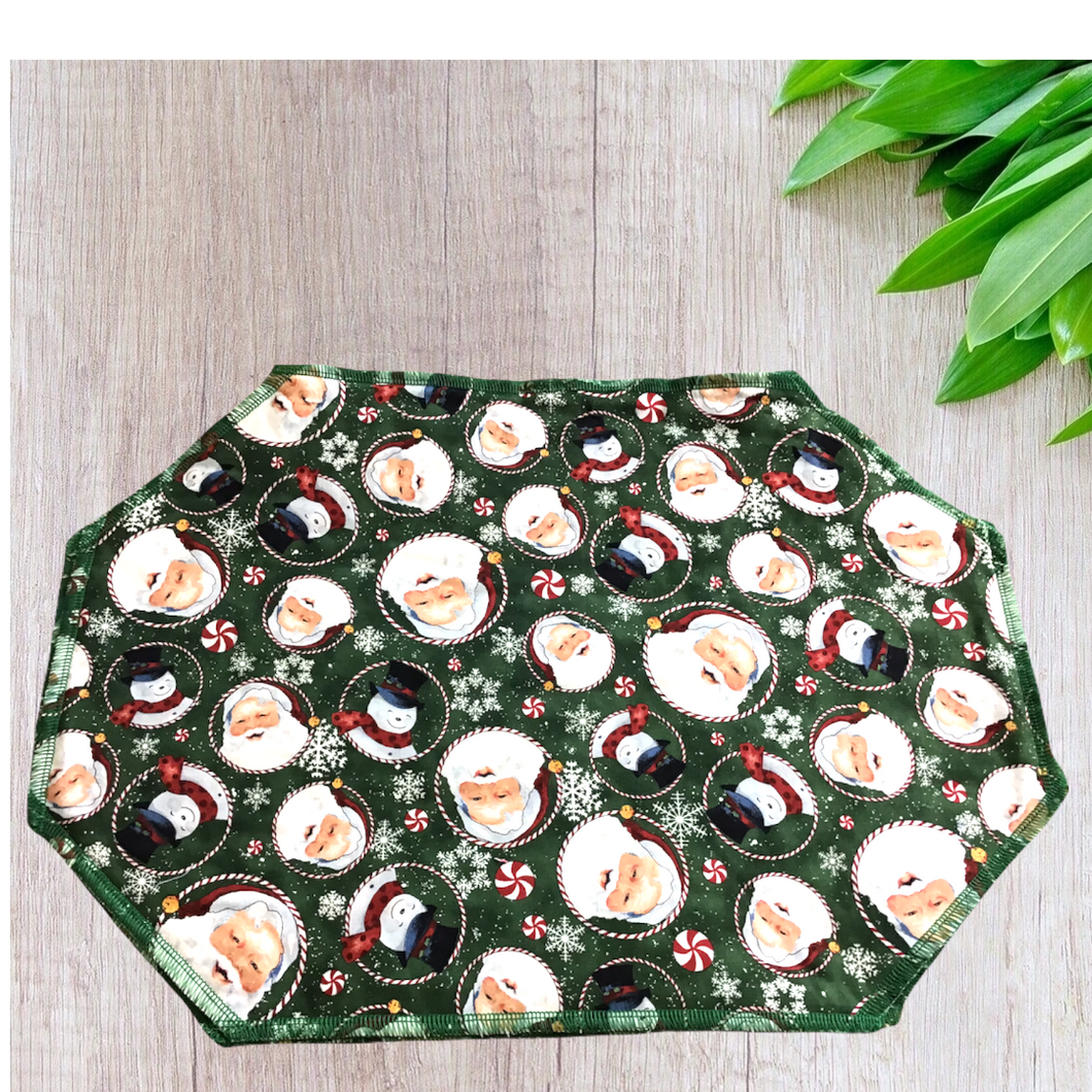 Santa and Frosty with Green Background Placemat Set