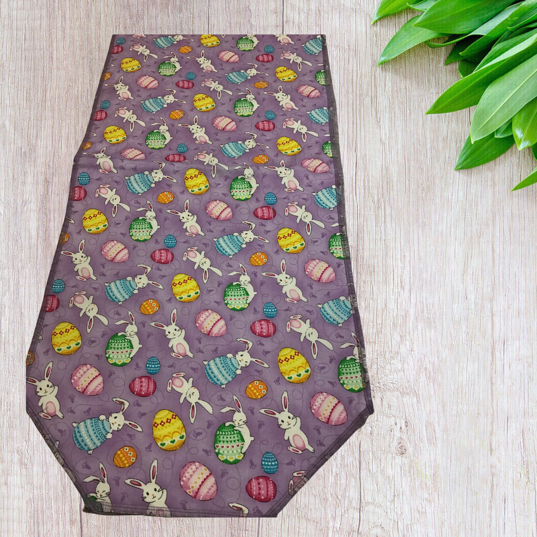 Easter Bunnies with Purple Background Table Runner