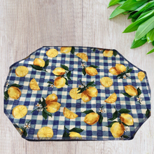 Load image into Gallery viewer, Blue checkered And Lemons Placemat Sets
